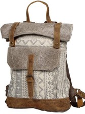 NEW Myra Classy Southwest Backpack Canvas Leather Hide Upcycled Bag