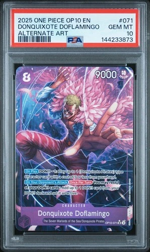 2025 One Piece OP10 EN Donquixote Doflamingo Alternate Art #071 PSA 10 GEM MINT