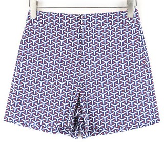 SUITSUPPLY Women Shorts 34 Blue Red Patterned Zip Fly Slit Pocket Summer