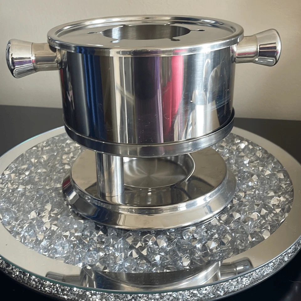 Sagaform Pequeño Portátil Plata Acero Inoxidable Fondue Set Sin Horquillas Usado Foto 3 de 4