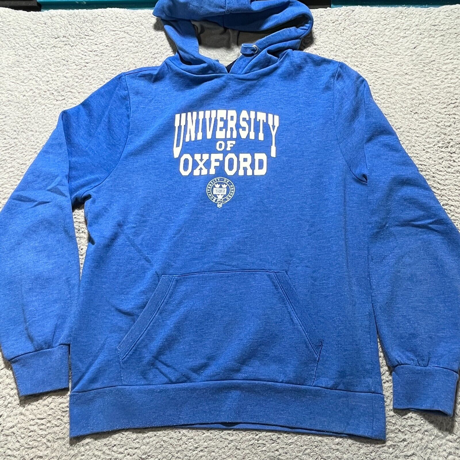 University of Oxford Authentic Hoodie Mens Lg Blue Vintage Pullover Sweatshirt