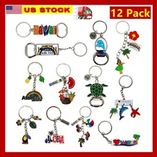 12 Pack of Hawaiian Keychain Souvenirs bulk, Metal Ring, Hawaii Gift Bundle