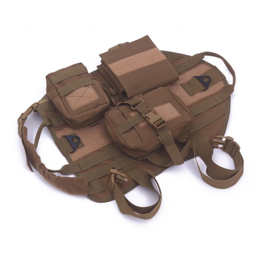 Tactical Dog Hunting Training K9 Molle Vest Harness with 3 Detachable Pouch Bag eBay