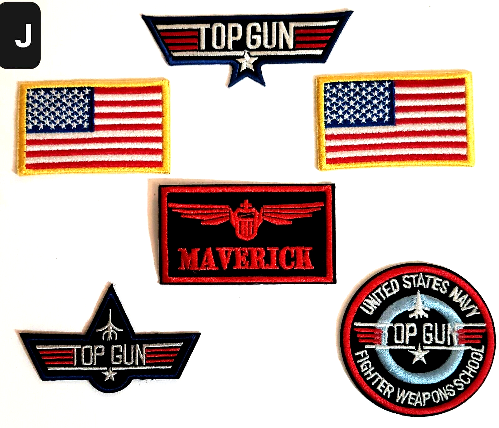 🔥Top Gun MAVERICK Patch Set IRON ON DIY Flight Suit Halloween (6 piece set J )