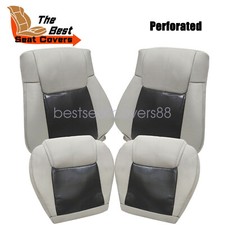 Fits 2006-2010 Jeep Commander Front Perforated Leather Seat Cover 2-tone Gray
