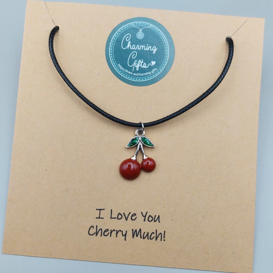 Red Cherry Jewellery Gift Set - Hand-Painted Charms for Fruit Lovers - Изображение 2 из 4