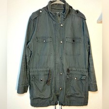 Leith Zip Up Military Army Style Utility Field Canvas Jacket Boho Spring Coat
