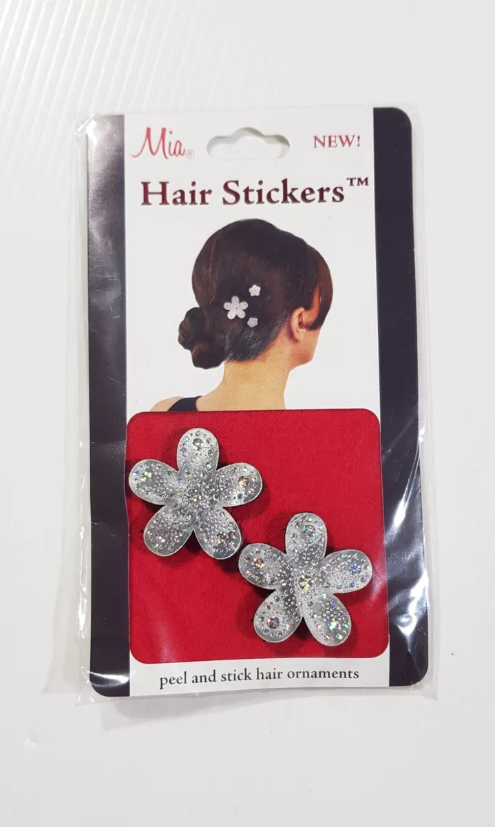 New Claire's Girls Women Hair Stickers Shinny Glitter Silver Flowers  Ornaments