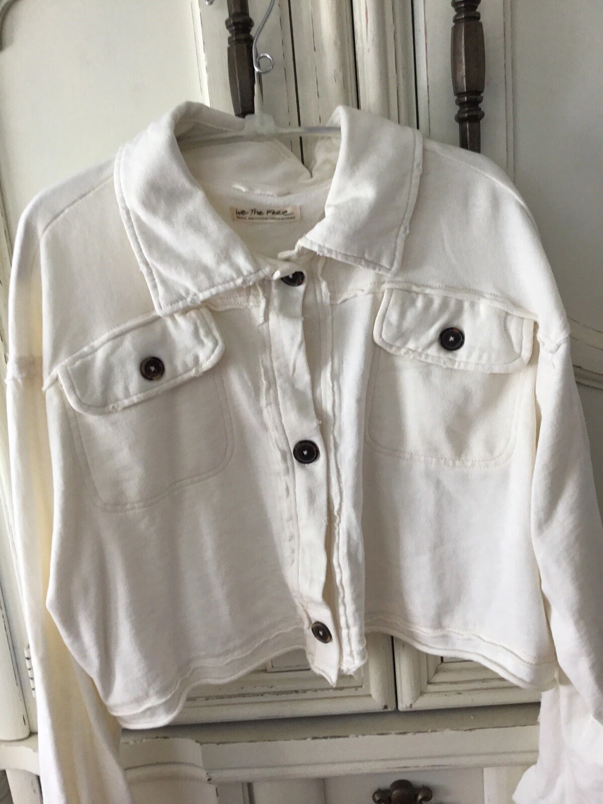 OFF WHITE Free People Giacca Crop Scrollata di Spalla Mono Stile S