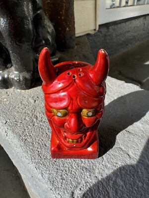 Vintage Red Devil Salt & Pepper Shaker Folk Art Ceramic 1950s