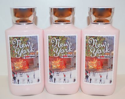 3 BATH & BODY WORKS NEW YORK BIG APPLE CARAMEL LOTION HAND CREAM SHEA BUTTER 8OZ