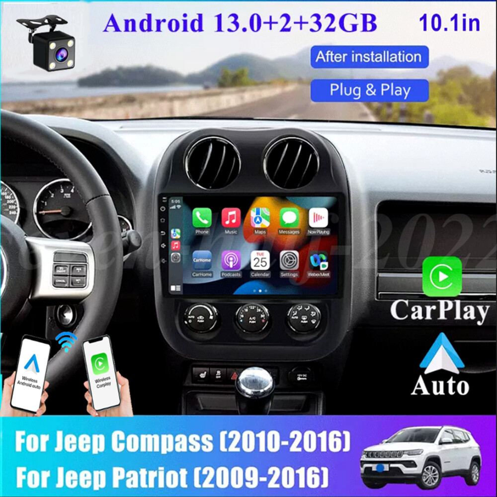 Jeep Patriot Compass 2009-2016 Android 13 Car Stereo with GPS and Apple Carplay