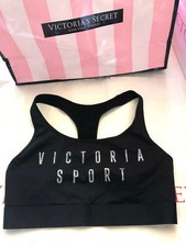 Victorias Secret VSX The Player Racerback Unlined Sports Bra Logo Black NWT