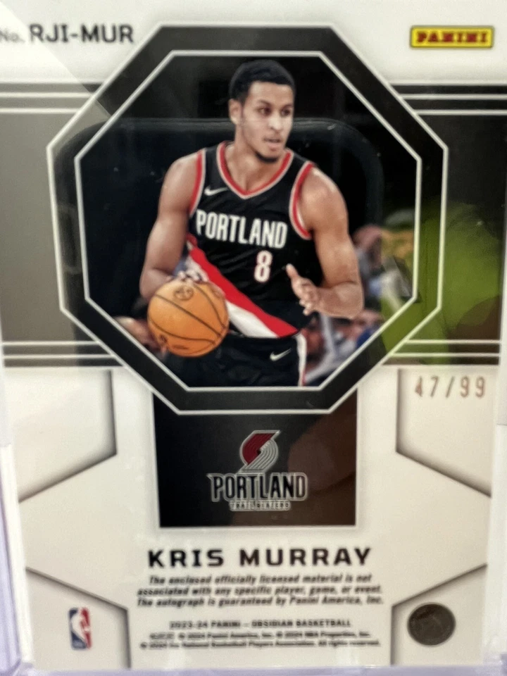 2023-24 Panini Obsidian Kris Murray Rookie Jersey Ink Auto  47/99 - Image 2 of 4