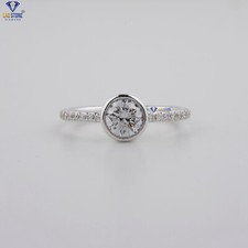 1.176 TCW Round Cut Labgrown Halo Pattern Diamond Ring 925 silver