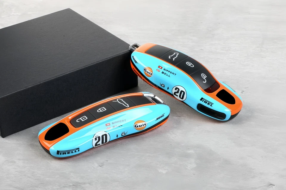 Capa chaveiro controle remoto azul oceano NO.20 para Porsche Cayenne Panamera 718 911 992 - Imagem 4 de 4