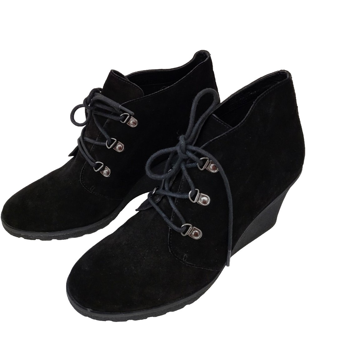 susina Women's Black Suede Wedge Booties Size 10 M