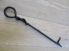Hand Forged Wrought Iron Fire Poker Mouse Tail Handle Log Rolling Spur