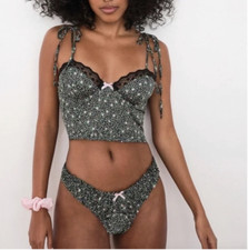 NWT For Love and Lemons 2pc Farrah Bustier  Thong Set MEDIUM