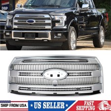 Brushed Satin Aluminum Front Upper Grille New For 2015 2016 2017 Ford F-150 F150