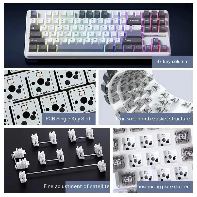 Bluetooth Tri-Mode 87-Key Hotswap Mechanical Gaming Keyboard Wireless