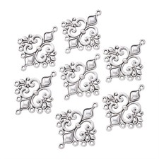 10pcs Antique Silver Tibetan Style Rhombus Chandelier Component Links Findings