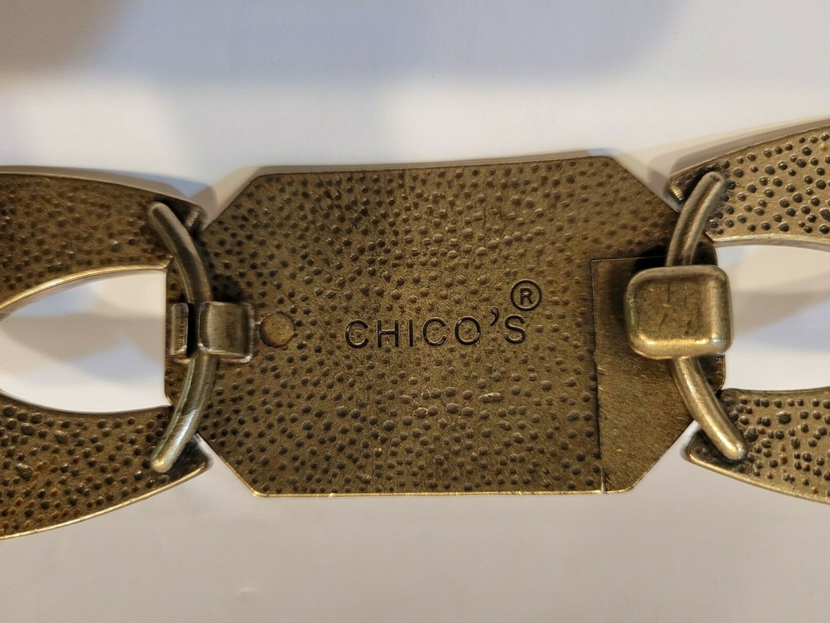 Chico\'s Shiny Gold Faux Snakeskin Brown Leather Belt Antique Brass Hook Buckle The Chico Custom Brown Leather Belt | The Surrey main image 4