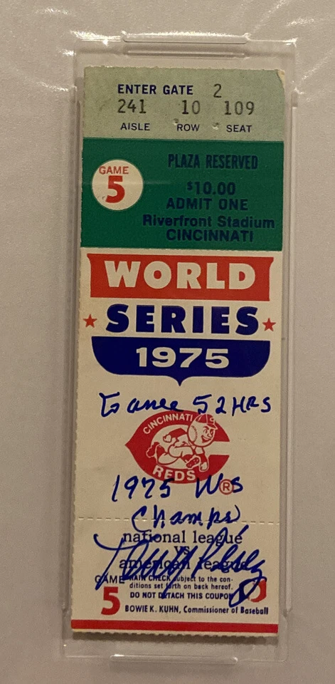 Tony Perez Signed 1975 Baseball WS Game 5 2 HRs Ticket PSA/DNA 10 Certified HOF - Image 3 of 3