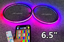 JHB Pair 6.5" APP Remote CHASING Flowing LED 1/2"Spacer Sub Speaker Rings Lights