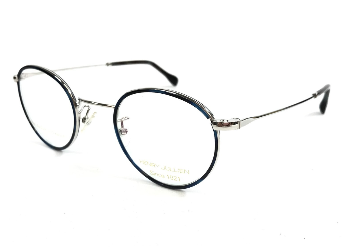 Henry Jullien Eyeglasses Frame STORY C53P76 Blue White Gold Filled