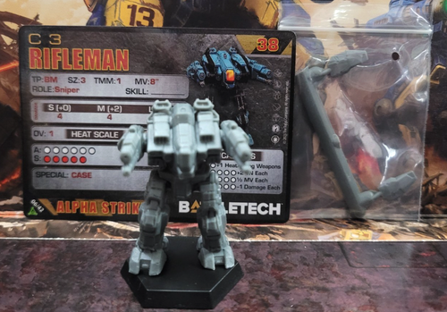 Battletech Rifleman mech + Alpha Strike cards Scouring Sands Aces | eBay