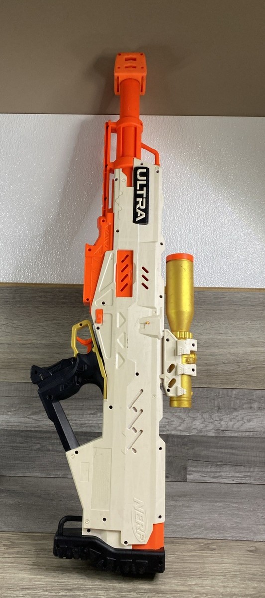 NERF Ultra Pharaoh Dart Blaster Toy Gun White Gold Orange 8-11