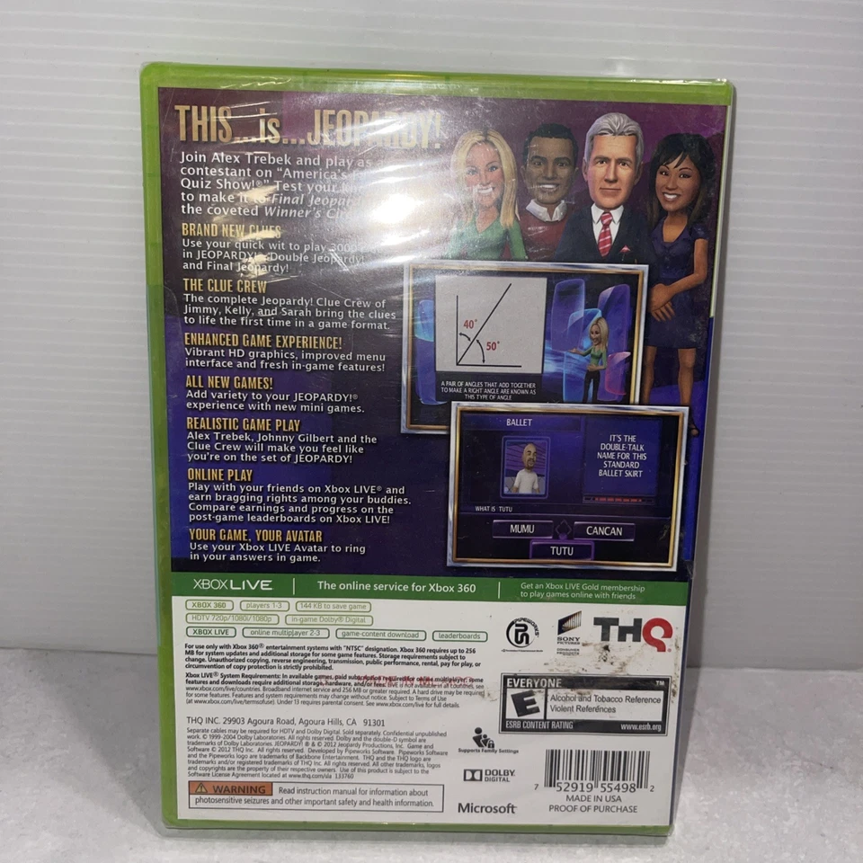 Jeopardy Microsoft Xbox 360, 2012 BRAND NEW SEALED - Image 2 of 4