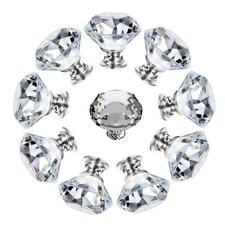 5-100PCS Door Handle Diamond Crystal Clear Glass Cabinet Drawer Pull Knobs Home