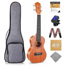 23 Inch Concert Ukulele Kit for Beginners Adults, Sapele Wood Hawaiian Ukelel...