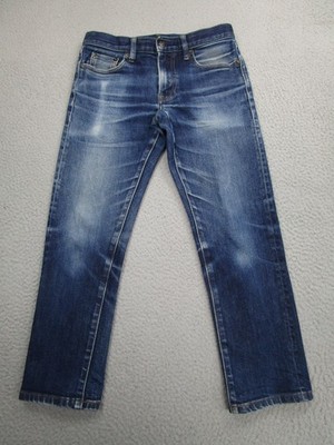 Uniqlo Jeans Mens Blue 30 Slim Selvedge Denim Kaihara Whisker fading honeycomb