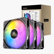 120mm Antec P12 ARGB Triple Fan Pack, Black, 9 Blade, 600-1500rpm, 60.63CFM, 26.