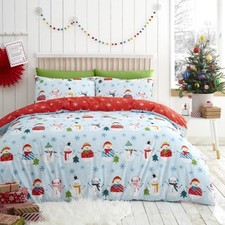 Fusion Christmas Snowman Festive Print Easy Care Reversible Duvet Cover Set