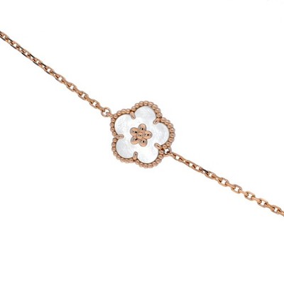 Van Cleef & Arpels Damen Armband 18K Rotgold PG weiße Muschel Glück Frühling ...