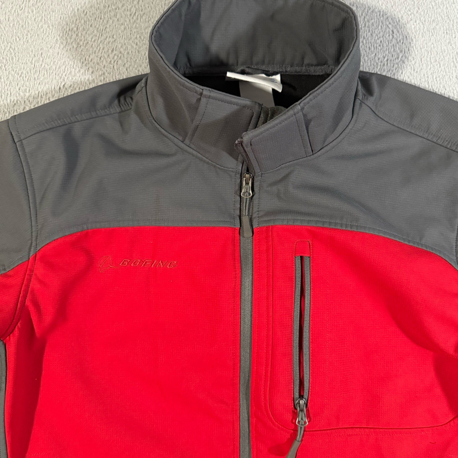 Boeing Soft Shell Water Resistant Jacket Red Gray… - image 2