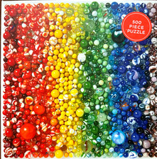Marbles NEW 500 pc Puzzle Rainbow of Colors Red Yellow Green Blue Brown
