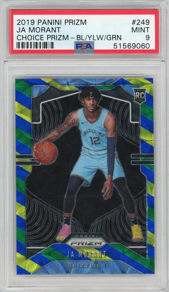 2019-20 Panini Prizm Memphis Grizzlies Ja Morant Choice Blue/Yellow/Green PSA9