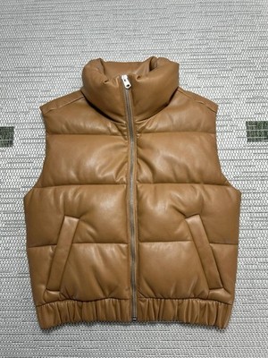 Abercrombie & Fitch Vest Womens Xs Brown Insulated Full Zip Puffer *
