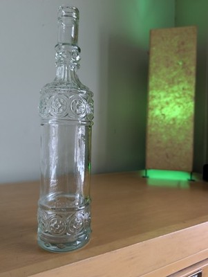 Vintage Bottle Detailed Spanish Glass Round 13'' Tall Decorative Booze Bohemian 