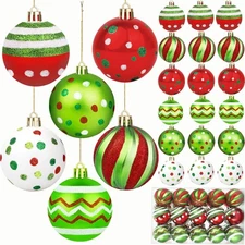30 PCS 2.4 Inch Christmas Ball Ornaments Glittering Hanging Plastic Xmas Elf ...