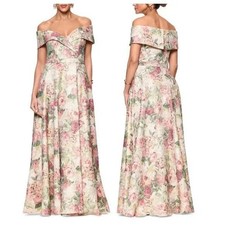 Xscape Off Shoulder Floral Brocade Formal Evening Dress Size 4 Jacquard Gown NEW
