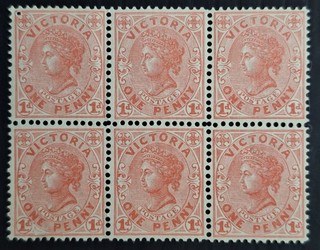 1902 Victoria Australia Blk 6x1d Dl red Postage stamps WMK V/Crn uprt Die 1 Mint