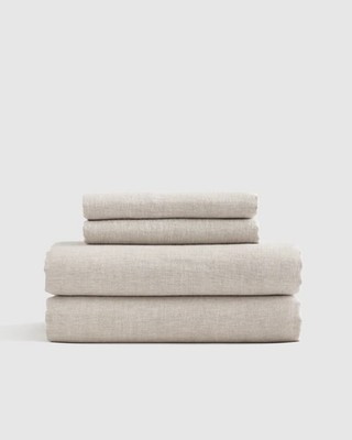 QUINCE EUROPEAN LINEN SHEET SET 4 PIECE Natural Chambray California King