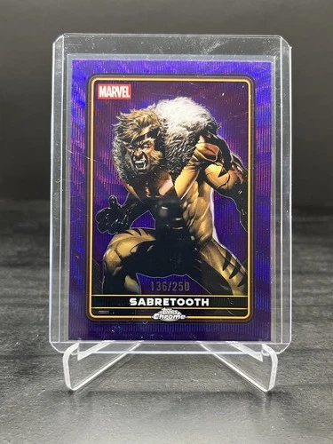 2025 Topps Chrome Deadpool Sabretooth Comic Accurate Purple Wave 136/250 #7
