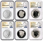 2025 S Morgan & Peace Silver Dollars 6 Coin Set NGC Reverse Pf70 MS70 (Presale)